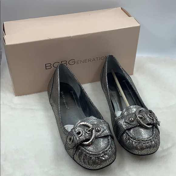 BCBGeneration Shoes - BCBGeneration Dinia Pewter Crackle Metallic Flats